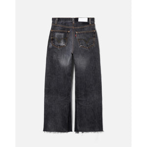 high rise wide leg crop in black