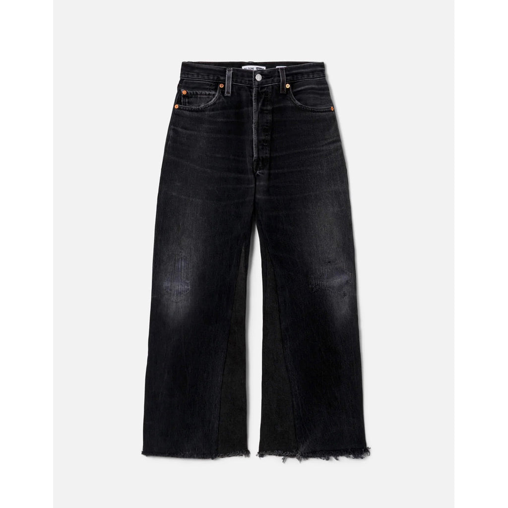 high rise wide leg crop in black