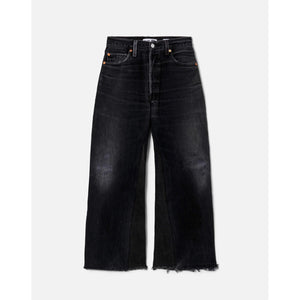 high rise wide leg crop in black