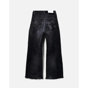 high rise wide leg crop in black