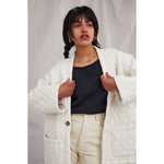 quilted kimono coat in natural