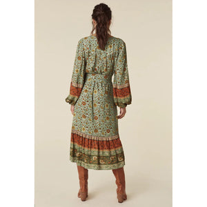 midi dress in matcha