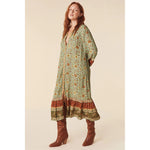 midi dress in matcha