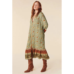 midi dress in matcha