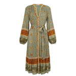 midi dress in matcha