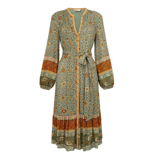 midi dress in matcha