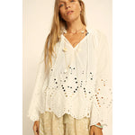penny blouse in tangier embroidery salt