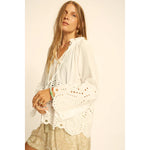 penny blouse in tangier embroidery salt