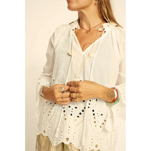 penny blouse in tangier embroidery salt