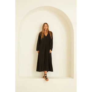 fiore maxi in black flat cotton