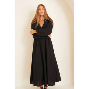 fiore maxi in black flat cotton