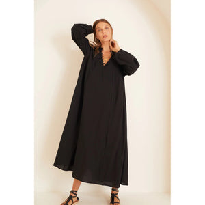 fiore maxi in black flat cotton