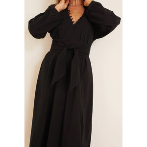 fiore maxi in black flat cotton