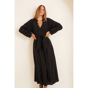 fiore maxi in black flat cotton