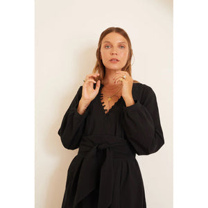 fiore maxi in black flat cotton