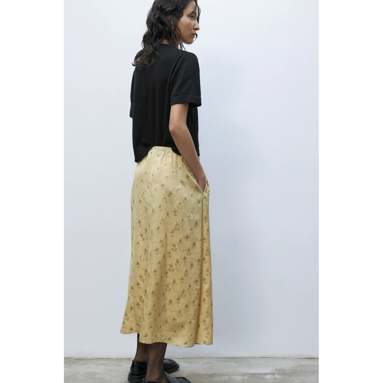 silk floral skirt in jojoba