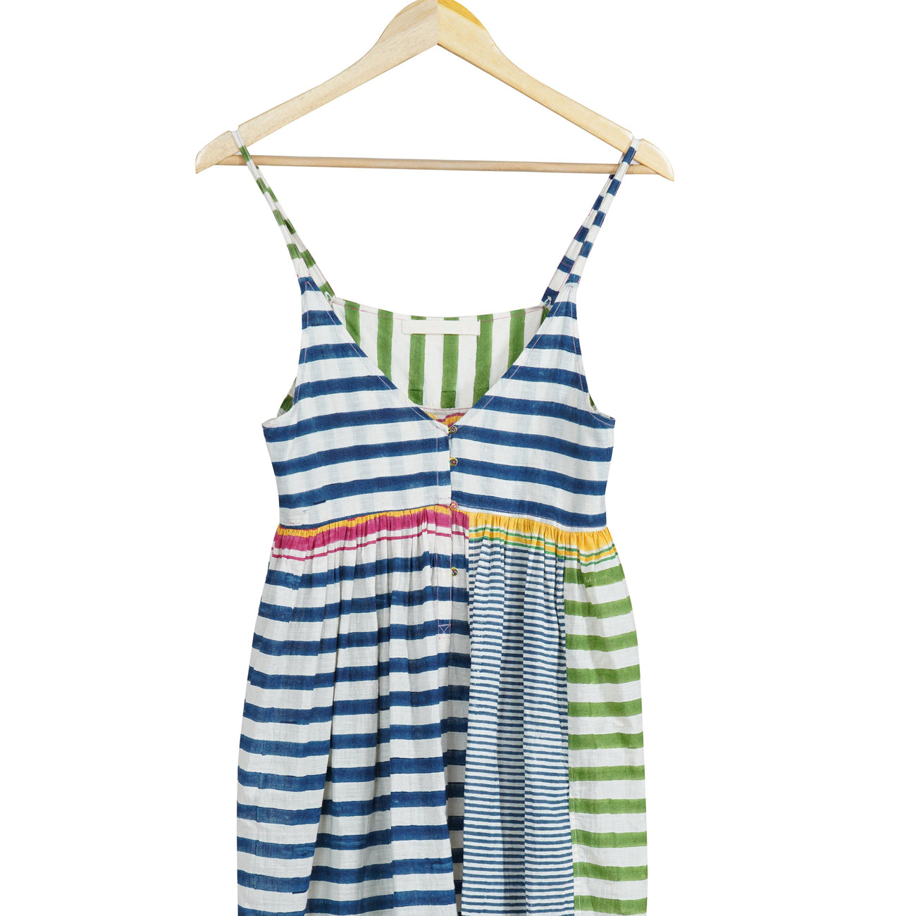 cotton slip dress in stripe multi