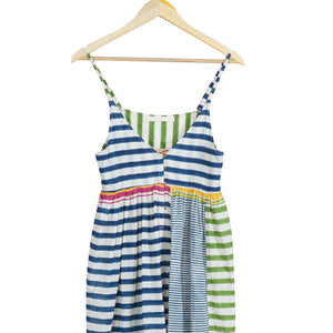 cotton slip dress in stripe multi