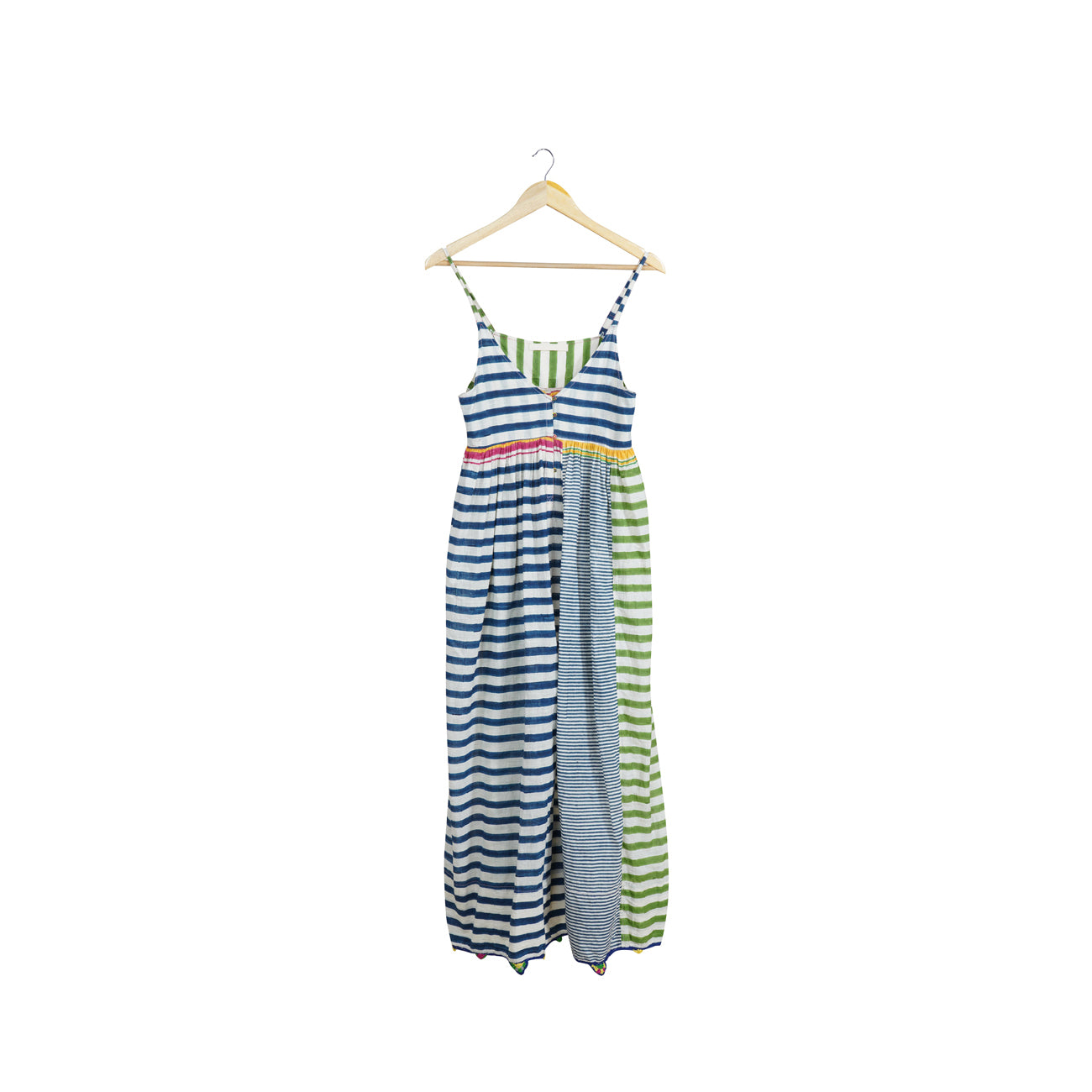 cotton slip dress in stripe multi