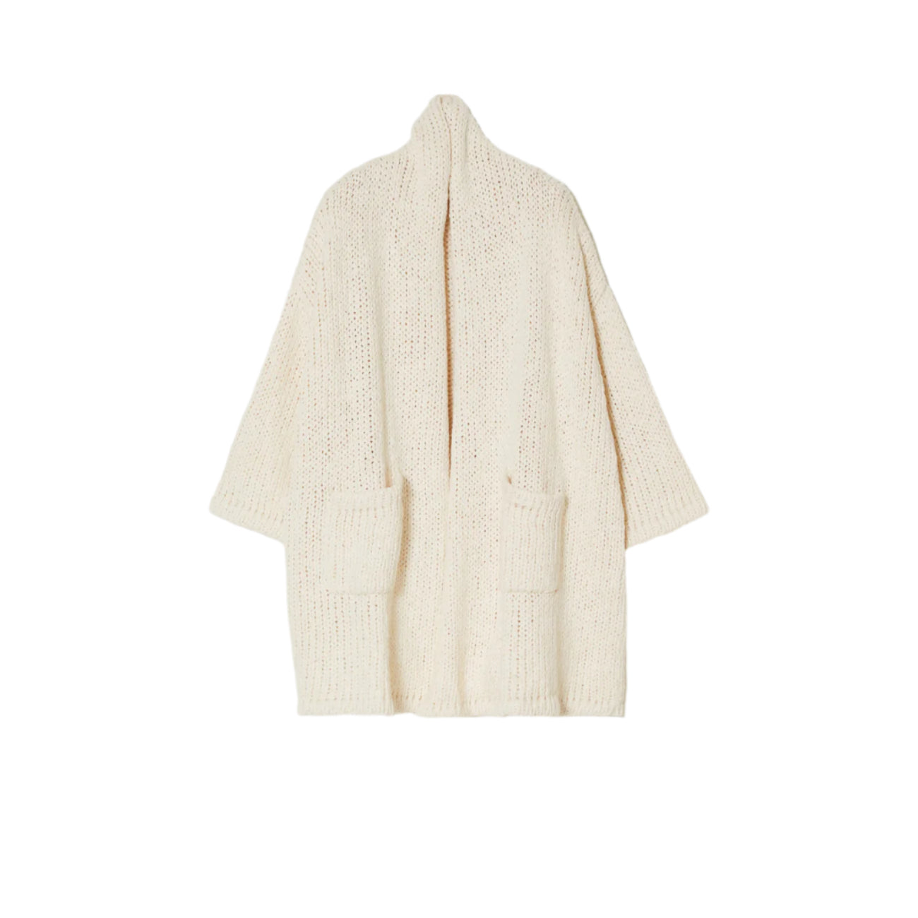 knit cotton haori in cream