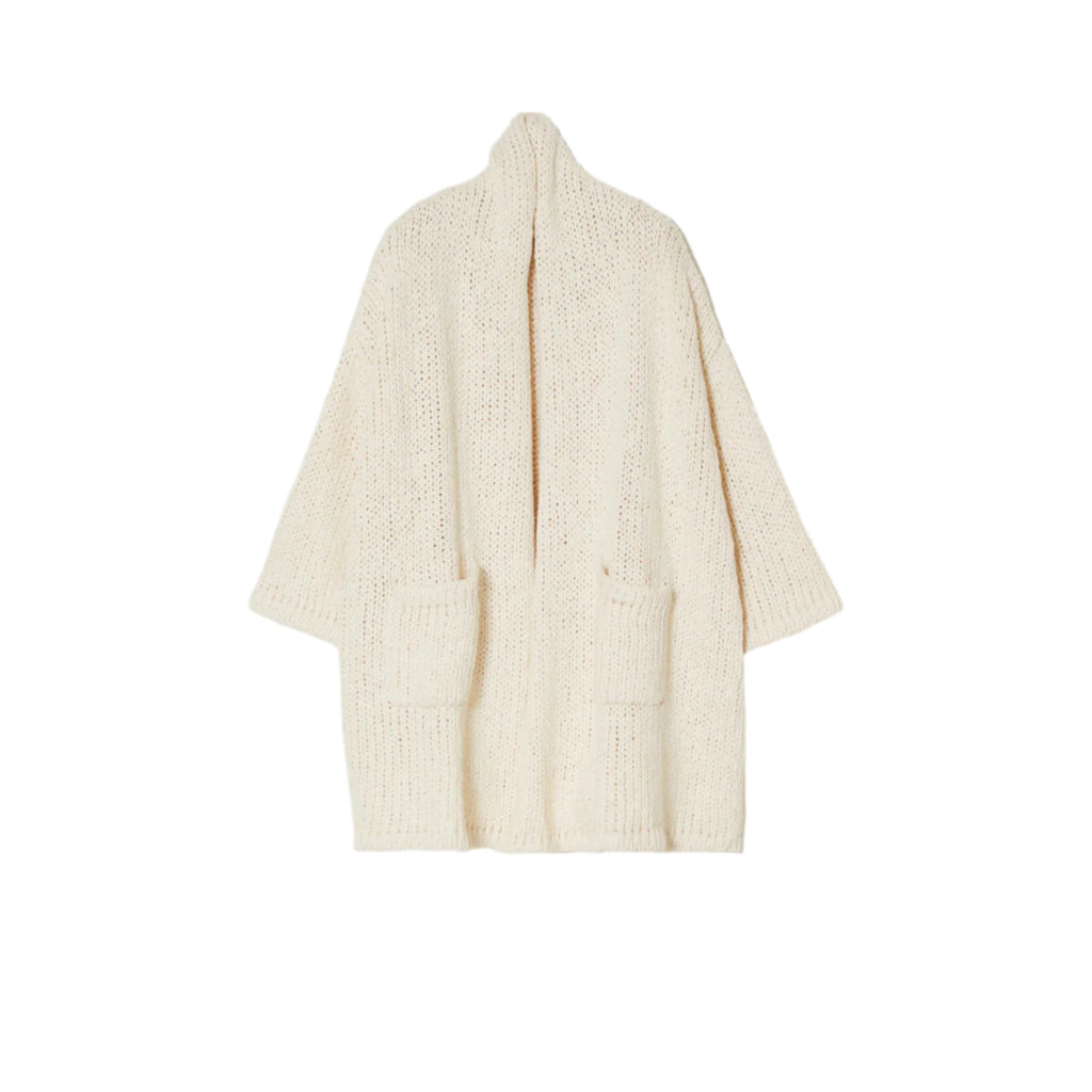 knit cotton haori in cream