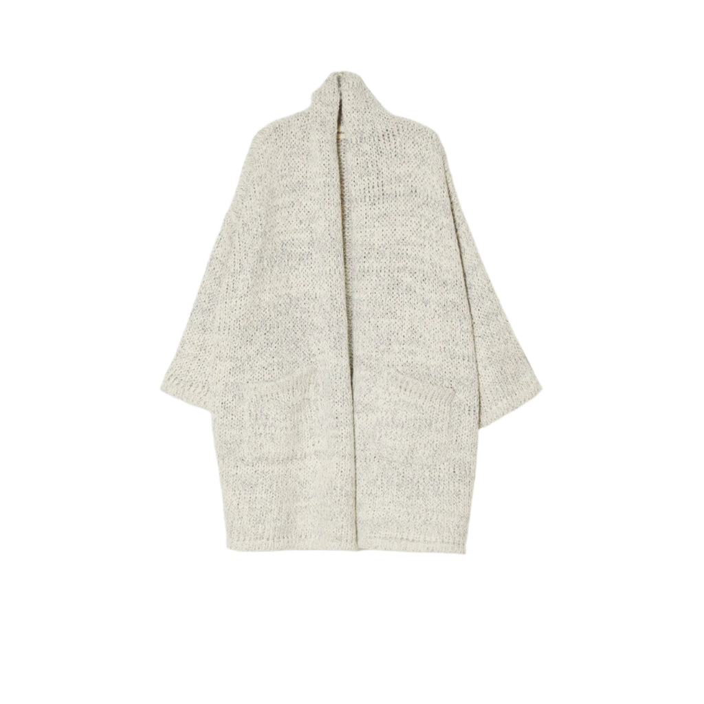 knit cotton haori in lake blue