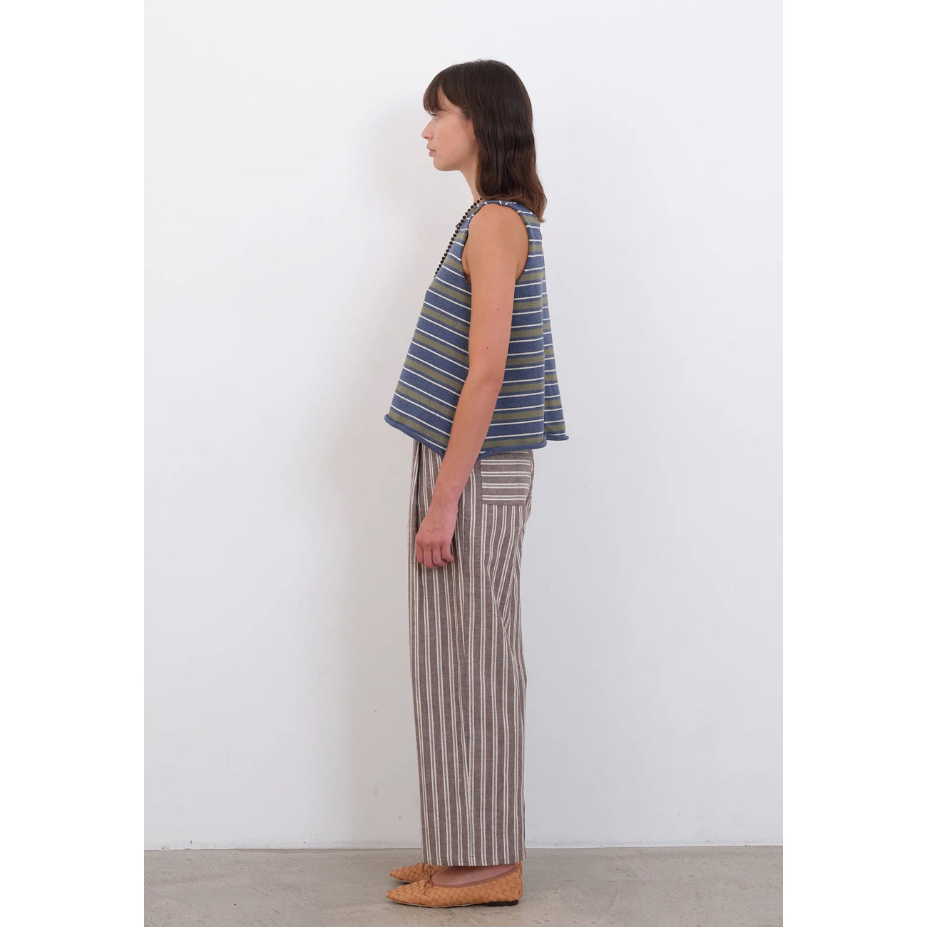 georgia trouser in bark/ecru