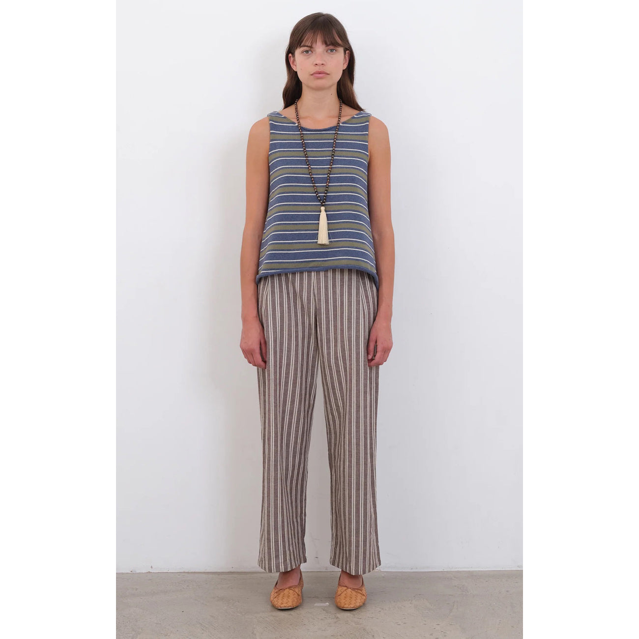 georgia trouser in bark/ecru