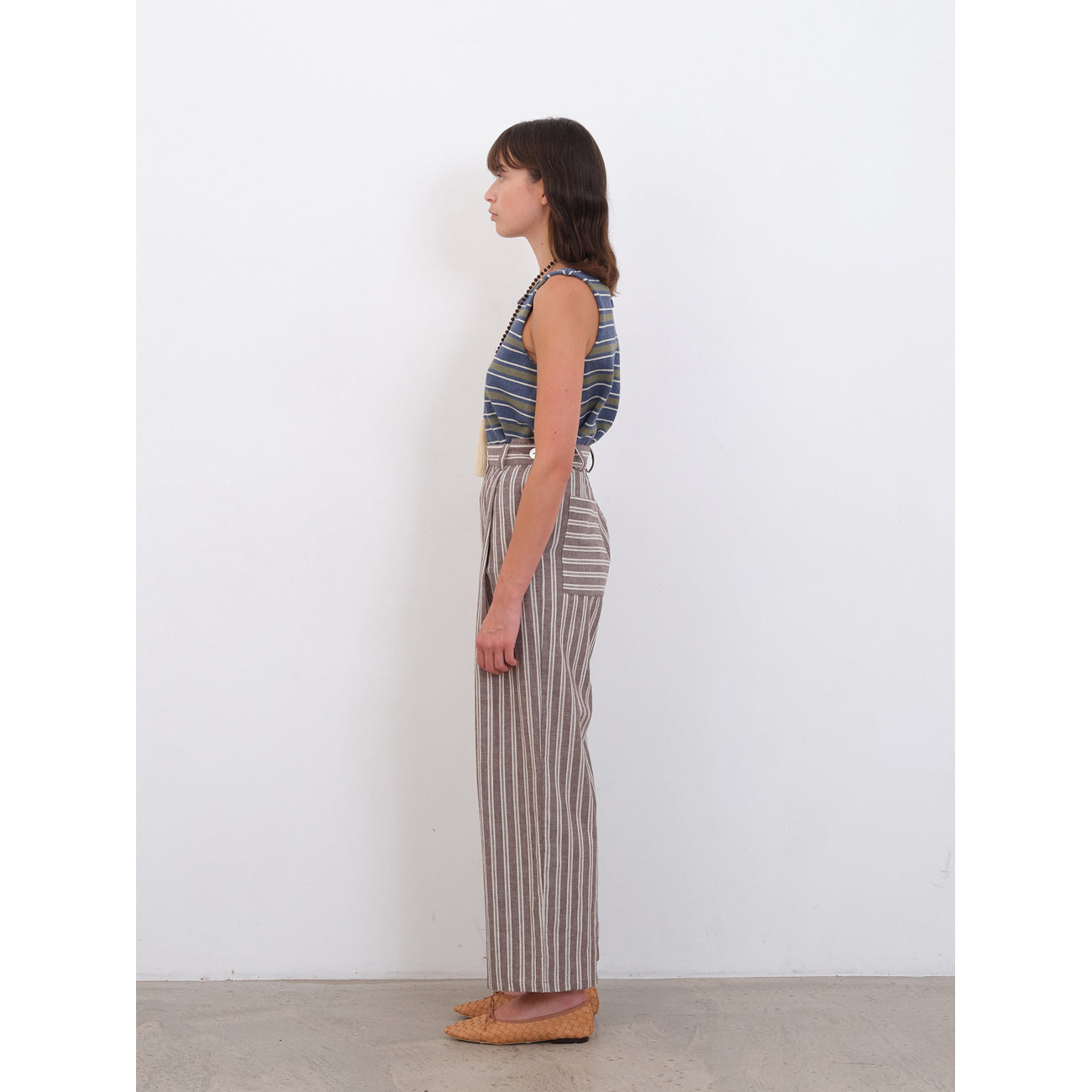 georgia trouser in bark/ecru