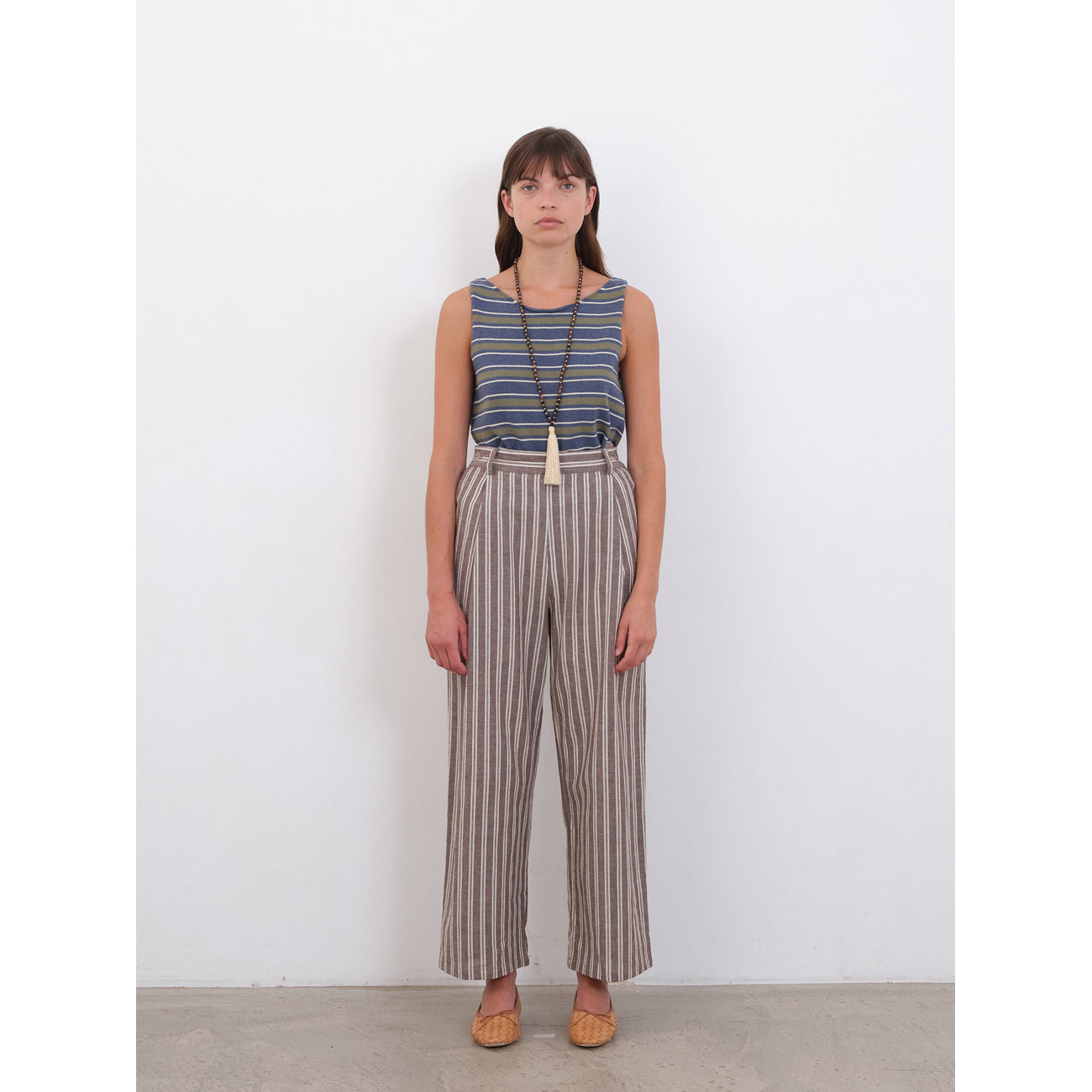 georgia trouser in bark/ecru