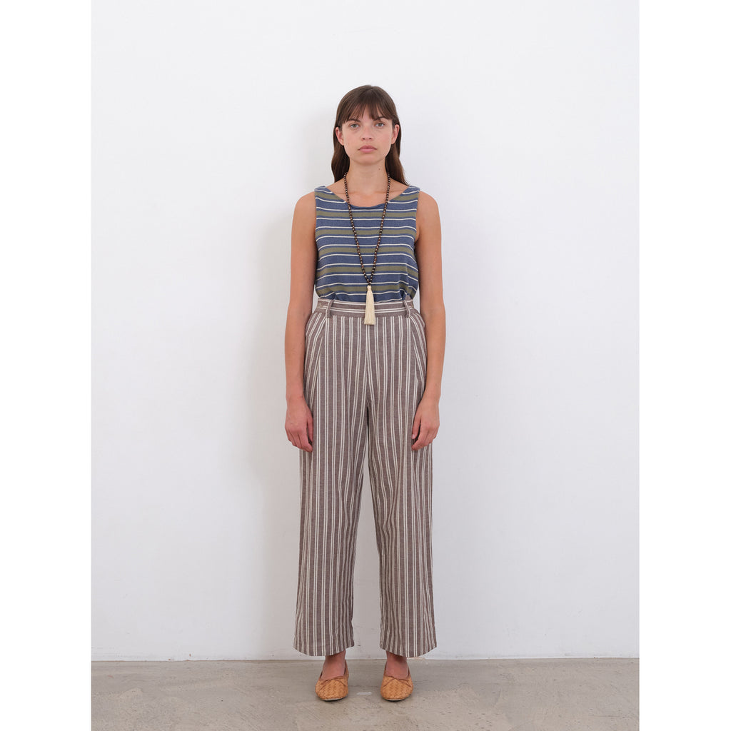 georgia trouser in bark/ecru