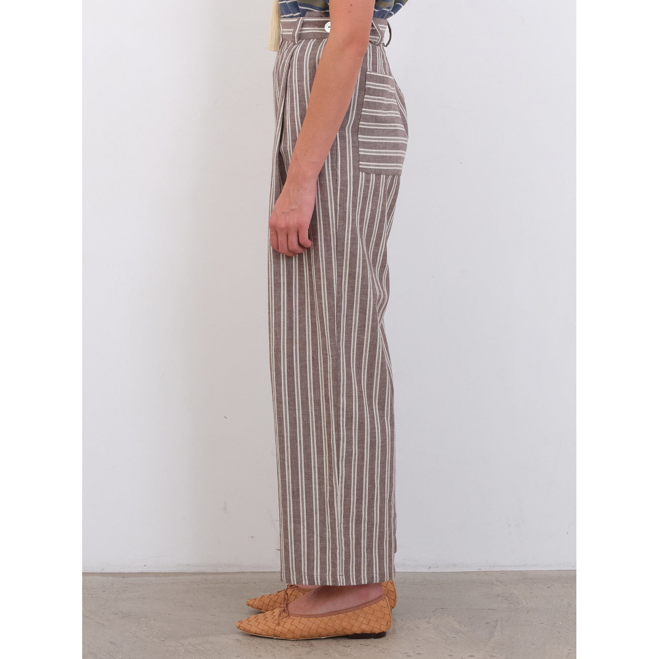 georgia trouser in bark/ecru