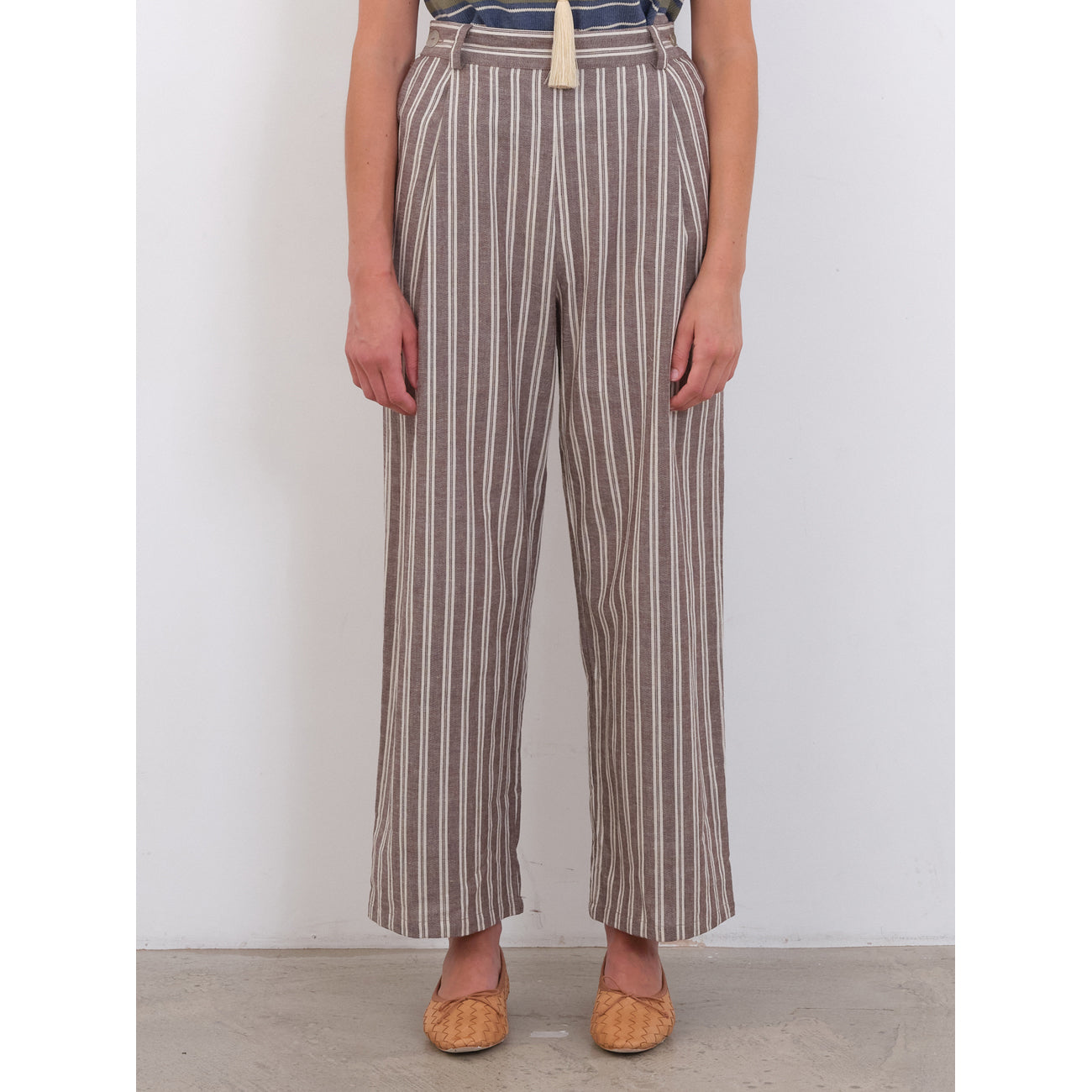 georgia trouser in bark/ecru