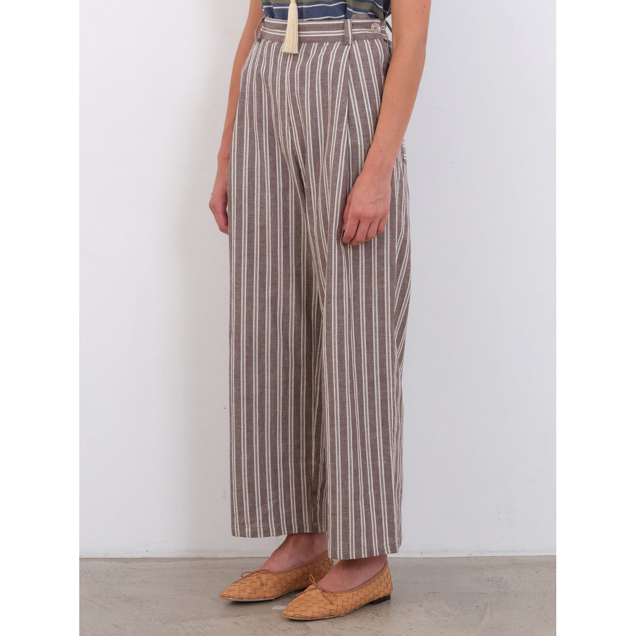 georgia trouser in bark/ecru