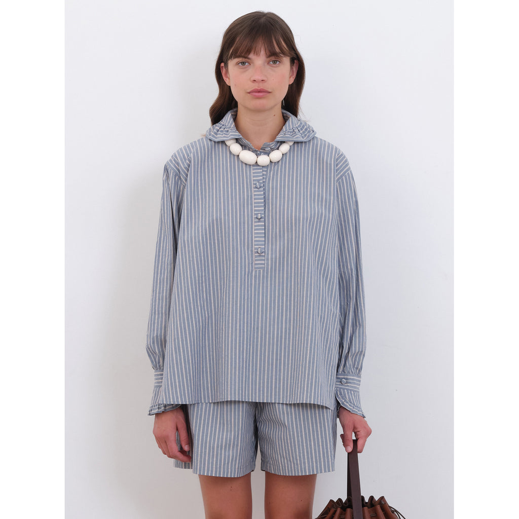 brookes shirt in blue/brown/natural
