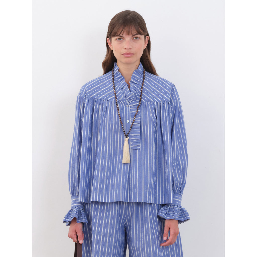 sophie shirt in french blue/ecru