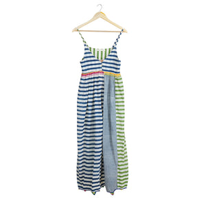 cotton slip dress in stripe multi