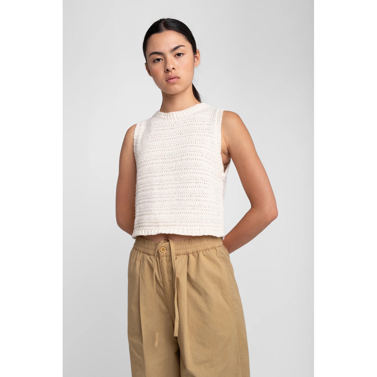ribbon tank in cream