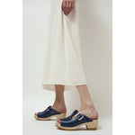 t strap clog on mid heel in ocean