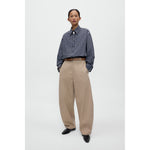 cotton curved pants in camel