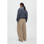 cotton curved pants in camel