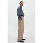 cotton curved pants in camel
