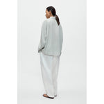 pinstriped oversized shirt