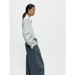 pinstriped oversized shirt