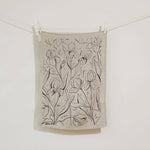 iris linen tea towel in flax