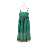 slip dress in green jamdani