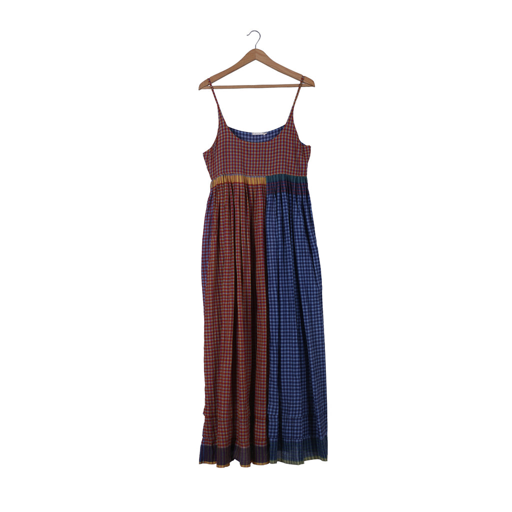 slip dress in check multi