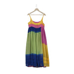 slip dress in silk colorblock