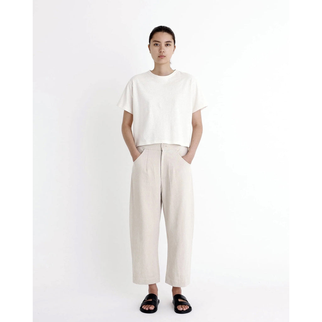 curve leg trouser in oatmeal