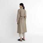 spring long trench in tan